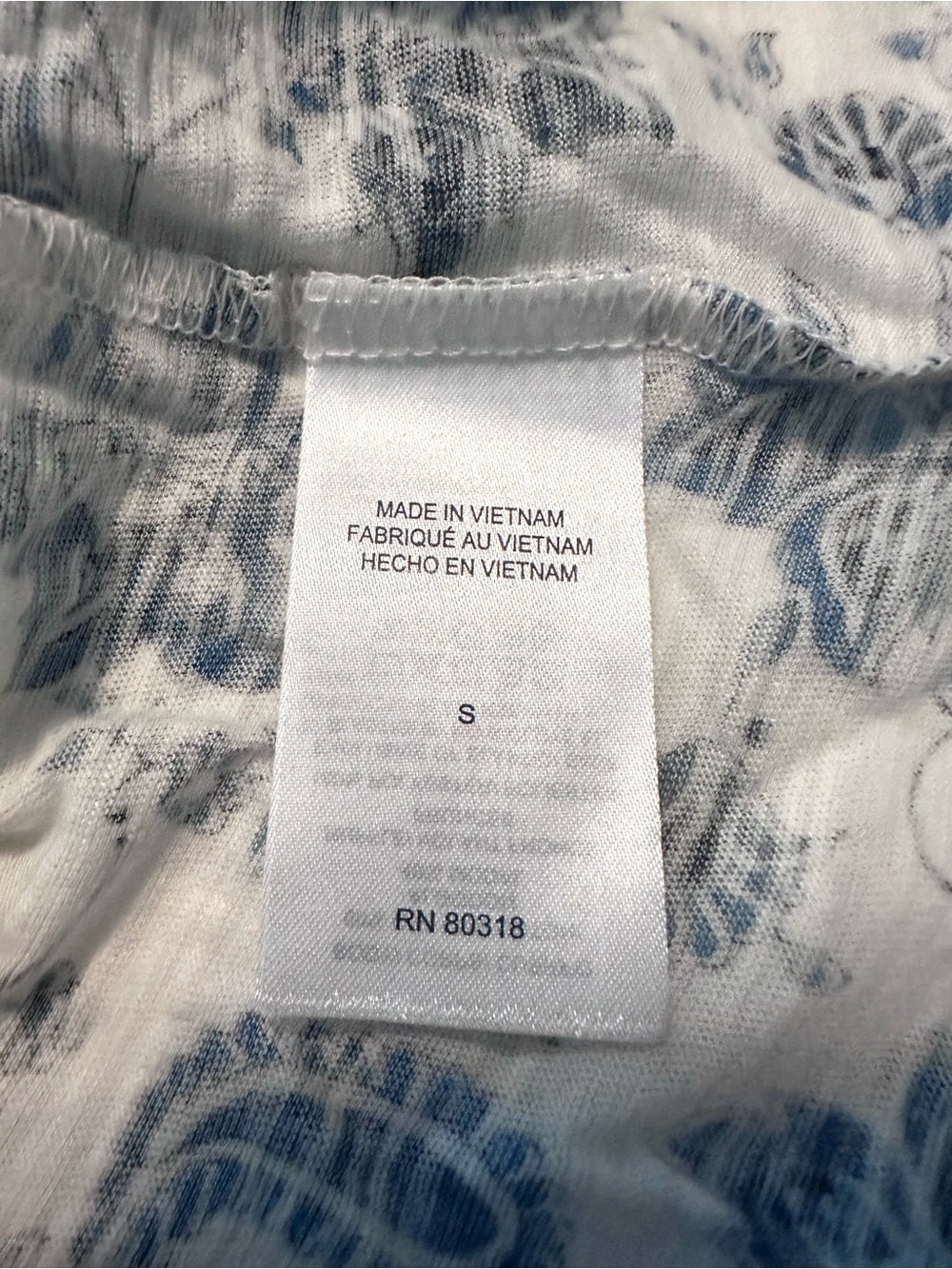 Lucky Brand NWOT cap sleeve top with ruffle details white/blue print size S - Picture 10 of 10
